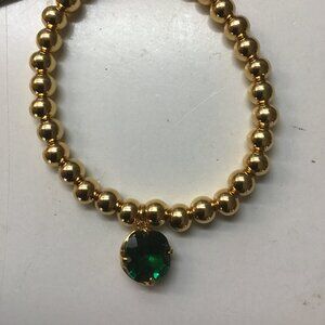 Kate Spade New Gold and Emerald Elasticized Bracelet